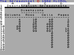 Screen from The Spreadsheet