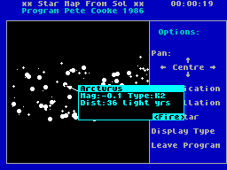 Screen from Star Map from Sol