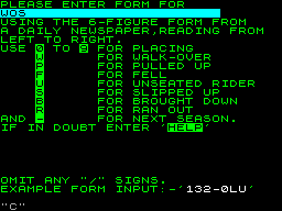 Screen from Starter's Orders