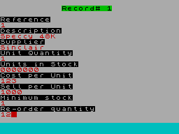 Screen from Stock Control