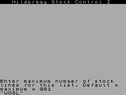 Screen from Stock Control