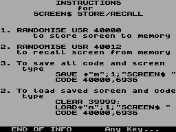 Screen from Store and Recall