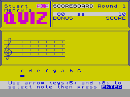 Screen from Stuart Henry's Pop Quiz