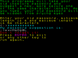 Screen from Super Advanced Secure Password Generator Simulator