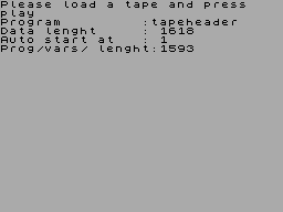 Screen from Tape Header