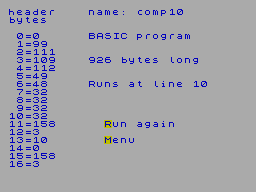 Screen from Tape Header Reader