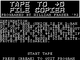Screen from Tape to +D File Copier
