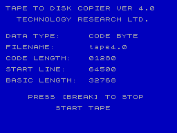 Screen from Tape to Disk Copier