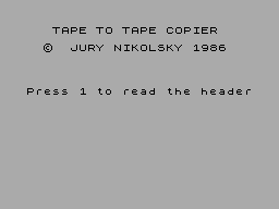 Screen from Tape to Tape Copier