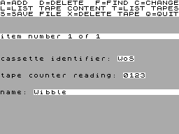 Screen from Tapefile