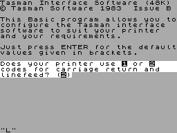 Screen from Tasman Parallel Printer Interface