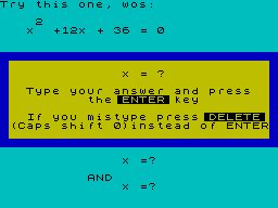 Screen from Tasquad - Quadratic Equations
