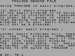 Screen from Taswide