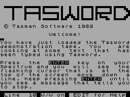 Screen from Tasword