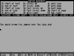 Screen from Tasword Plus Three