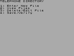Screen from Telephone Book