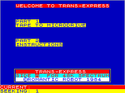 Screen from Trans-Express - Tape to Microdrive