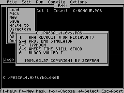 Screen from Turbo Pascal