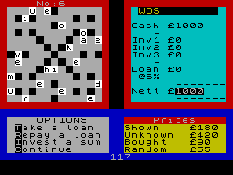 Screen from Tycoon, The Crossword Business Game