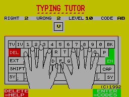 Screen from Typing Tutor