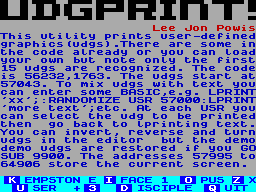 Screen from UDGPrint!