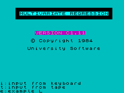 Screen from UNISTAT
