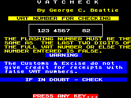 Screen from VATCheck