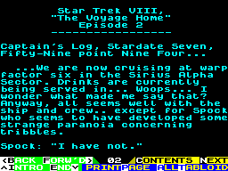 Screen from Vax Trek VIII, "The Voyage Home" Episode 2