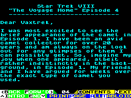 Screen from Vax Trek VIII, "The Voyage Home" Episode 4