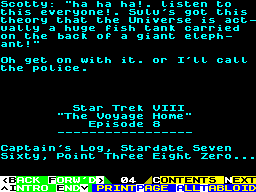 Screen from Vax Trek VIII, "The Voyage Home" Episode 8