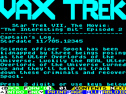 Screen from Vax Trek VII, The Movie: "The Interesting Bit" Episode 2