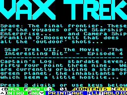 Screen from Vax Trek VII, The Movie: "The Interesting Bit" Episode 4