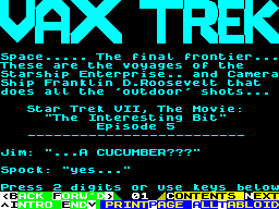 Screen from Vax Trek VII, The Movie: "The Interesting Bit" Episode 5