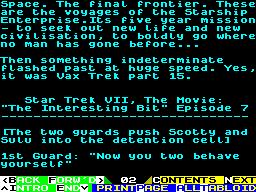 Screen from Vax Trek VII, The Movie: "The Interesting Bit" Episode 7