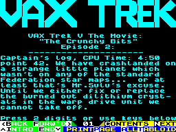 Screen from Vax Trek V The Movie: The Crunchy Bits Episode 2