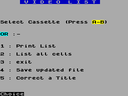 Screen from Video List