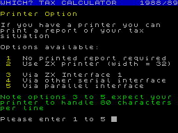 Screen from Which? Taxcalc 1988-89