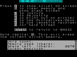Screen from Word Manager