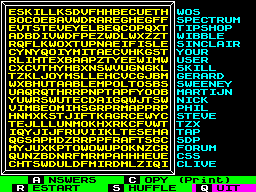Screen from Wordsearch Generator