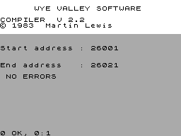 Screen from Wye Compiler