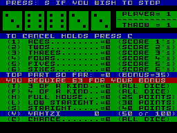 Screen from Yahtzi