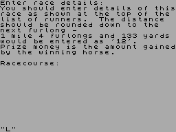 Screen from Z5 Horse Race Forecast