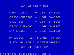 Screen from ZX LPRINT
