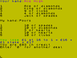 Screen from ZX Poker
