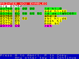 Screen from ZX Spectrum Assembler