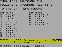 Screen from ZX Spectrum Interfacing Programs