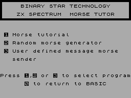 Screen from ZX Spectrum Morse Tutor