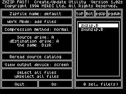 Screen from ZXZIP