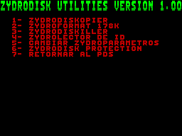 Screen from Zydrodisk Utilities